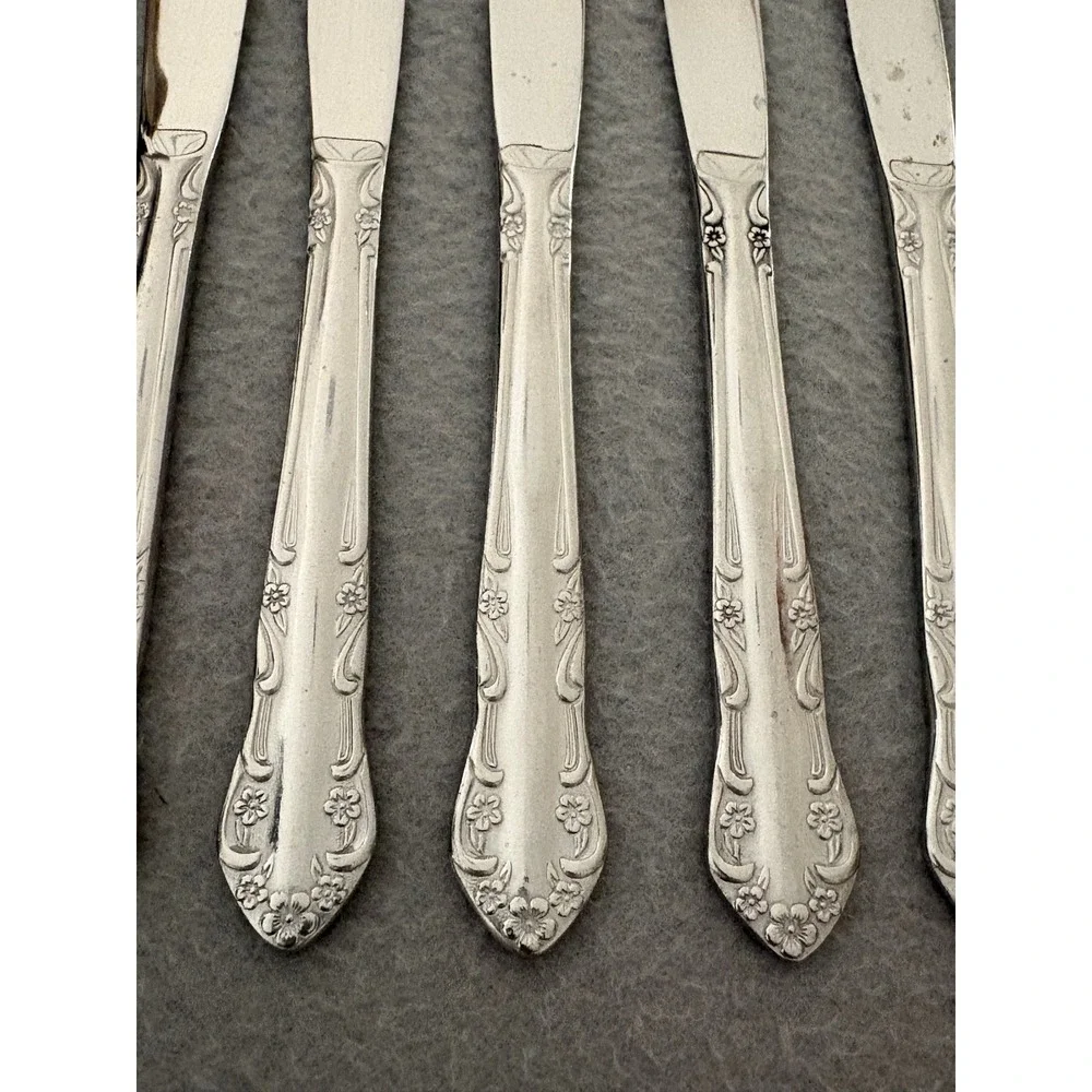 Utica Stainless Steel Flatware Set 37pc Floral Pattern Silverware Korea Vintage